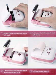 1 pieza Impresora + 5 rollos de papel, Impresora de fotos de bolsillo mini, Impresora térmica portátil sin tinta, Pegatinas de papel de transferencia de 57 mm, Impresora inalámbrica Bluetooth 200 dpi, Rosa - Impresora rosa con 5 rollos de pegatina blanca. - Ver 9
