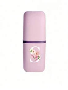 Pink Portable Travel Toothbrush Cup, Haitang Flower Letter A-Z Pattern, Mouthwash Cup, Household Bathroom Storage, Mouthwash Cup, Travel Toothbrush Box, Makeup Brush Storage Box, Multifunctional Toothbrush Cup, Alcohol Free, Plastic Material, Compact Design, Very Suitable For Oral Care Anytime, Anywhere. Outdoor Business Travel Supplies Box, Suitable For Travel, Camping, Business Trips, And School, Essential For Outdoor Travel - Multicolor - View 17