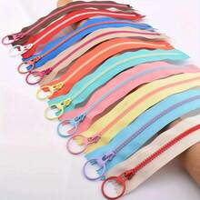 10 buah Tempat Pensil Kecil Berwarna-warni dengan Resleting, Resleting Resin #3 dengan Pengunci Otomatis, Warna Kontras - MultiWarna - View 16