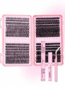 Bộ nối mi giả tự làm dạng chùm D-Curl, C-Curl gồm 1708 sợi, 640 sợi, 608 sợi, 280 sợi, 90 sợi, kèm hướng dẫn nối mi cho người mới bắt đầu, bộ nối mi tự làm dạng chùm, bộ mi giả riêng lẻ kiểu hoạt hình 30D 40D 60D 80D 100D, bao gồm keo dán mi, chất làm kín, nhíp mi, cọ tẩy trang, thích hợp sử dụng tại nhà, khi đi du lịch, đi làm hàng ngày, dự tiệc, v.v. - Nhiều màu - Xem 4