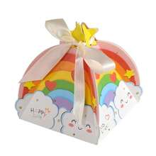 10pcs Cartoon Rainbow Cute Packaging Gift Boxes For Birthday Party, Foldable Bowknot Gift Boxes - Multicolor - View 8