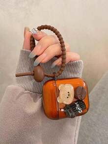 1pc 3D Coffee Cup & Cartoon Bear Wireless Earphone Case Compatible With Apple 2/3/Pro/Pro 2nd Gen, Protective Cover New 4 Design - Brown - View 3