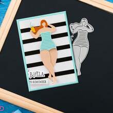 Creative Bikini Woman Dies, DIY Scrapbooking Album And Embossing Stencil, Greeting Card Making Tool, Card Paper Cutting Crafts ,Gift Card Making Template Die Cuts. - Silver - View 4