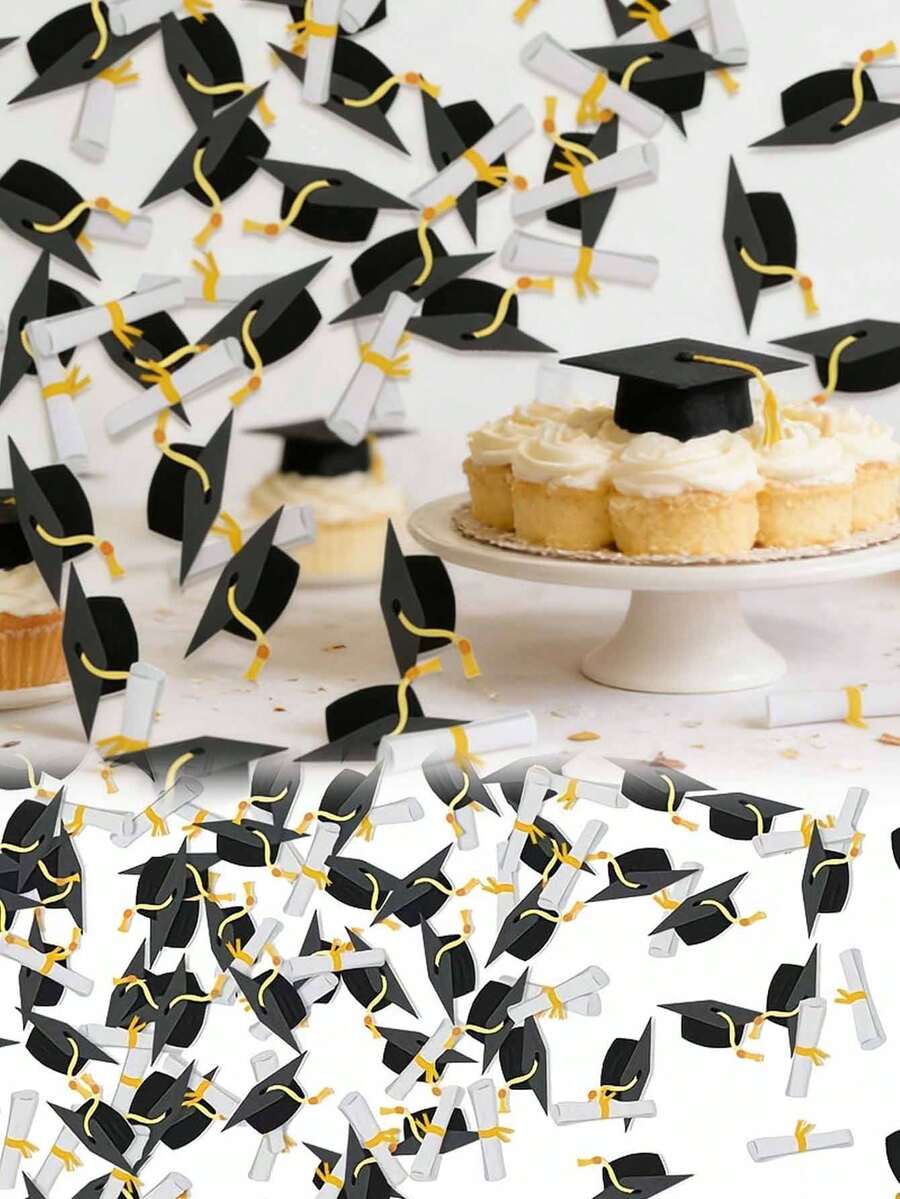 100pcs Graduation Party Confetti - Graduation Cap, Certificate, And ...
