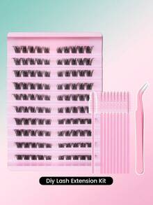 8-16mm Mixed Length Cluster False Eyelashes Set, DIY Individual Lash Extension, Soft Lightweight Wispy Natural To Dramatic Effect, Reusable Beginner-Friendly Kit With Tweezers And Lash Brush - View 3