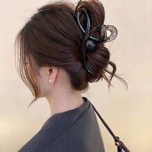 Large Beaded Ribbon Hair Claw Clip, High Grip Acrylic Hair Clip Suitable For Women With Thick Hair To Bun Up - Multicolor - View 6