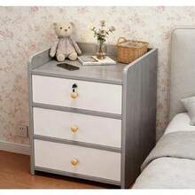 Mesita De Noche Gris De Dormitorio Moderno De Estilo Retro Madera Blanco - Negro - Ver 11