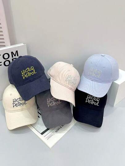 1pc Embroidered Baseball Cap, Multicolor Dopamine Color, Fashion & Elegant, Suitable For Daily Wear, Travel, Party