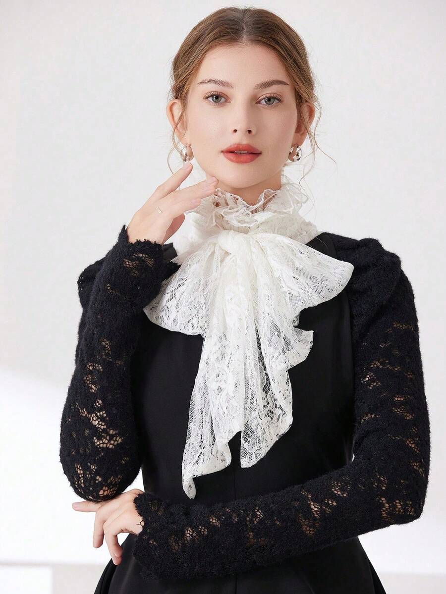 White Lace Bow Collar, Versatile - Multicolor - View 1