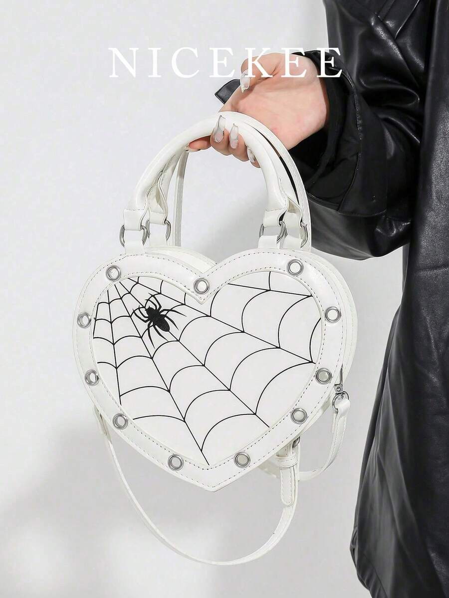 Y2K Style Creative Personalized Crossbody Bag Fashionable Contrast Color Gothic Punk Cross Pattern Exquisite Shoulder Bag Mini Wallet Handbag Suitable For Halloween Theme Party Music Festival Street Shooting.