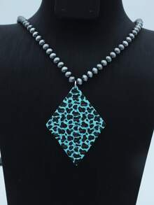 1件新款印花圆形菱形几何朋克风男士吊坠项链 - 項鍊 - 查看 13