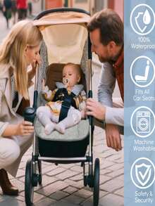 Waterproof, Anti-Splash, Anti-Diaper Leakage, Convenient Potty Training, Anti-Slip Backing Baby Car Seat Cover, Suitable For Toddlers - White - View 7