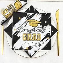 Serviettes en papier pour la remise des diplômes 2026 - Serviettes jetables pour les fêtes de remise des diplômes universitaires et du secondaire - Serviettes de table pour la saison des remises de diplômes - Voir 5