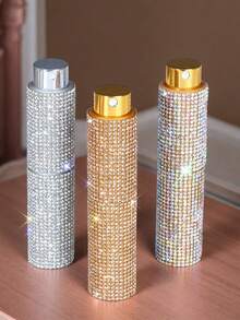 1 Perfume Spray Bottle, Diamond-Encrusted Perfume Spray Bottle, 10ml Perfume Bottle, Fully Diamond-Covered, Portable Perfume Atomizer, Storage Bottle, Bottom-Fill Design, Built-In Pump Head, Refillable Spray Bottle, Portable Cosmetic Bottle, Suitable For Home Goods, Travel Essentials, Birthday Gifts, New Year Presents, And Women's Fashion Accessories! - Silver - View 6