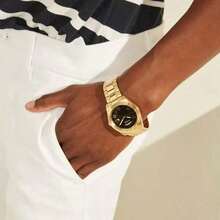 Guess Men's Square Watch - Fashionable Men's Accessory - Quartz Watch Series - Men's Gold Stainless Steel Watch - GW0265G2 - Black - View 6