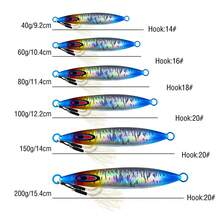 6Pcs Luminous Jig Lure Fast Sinking Jigging Long Casting Lure 40G-200G Metal Bait With Sharp Hooks For Sea Fishing ﻿ - Multicolor - View 4