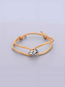 1pc Handmade Adjustable Stainless Steel Triple Circle Hollow Thin Bracelet, Unisex Couple Gift (Slight Color Difference May Exist Between Actual Product And Image Due To Lighting And Angle During Photography) - Silver - View 32