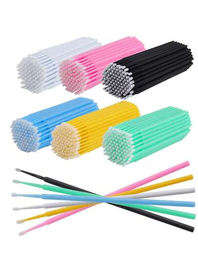 100支一次性超细纤维睫毛刷，适用于睫毛嫁接和化妆（刷头直径：2.0mm），专业化妆工具，可用于睫毛和唇部清洁，睫毛嫁接清洁棉签，睫毛烫清洁棉签，化妆清洁棉签，睫毛刷套装，沙龙专家，化妆爱好者