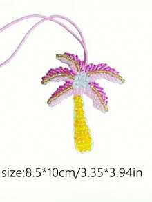 1 pieza Llavero de palma hecho a mano con cuentas - Diseño tropical verde, rosa y amarillo - Regalo para fiesta de playa bohemia, accesorio con cuentas duradero y unisex, esencial para viajes y uso diario, colgante de árbol de palma - Ver 6