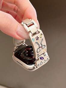 1条星空金属可爱小狗水钻表带，适用于38/40/41/42/44/45/49/46mm Ultra2/Ultra/SE/11/10/9/8/7/6/5/4/3/2/1女士手表 - Starlight - 查看 7