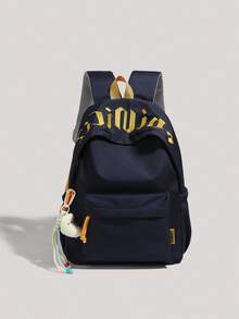 New Arrival Large Capacity Backpack, Letter & Multi-Pocket Design, Travel Backpack, Casual College Style - Multicolor - View 3