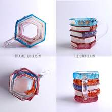 1个书籍主题马克杯，2025新款创意马克杯，爱书人士礼物，独特手工咖啡杯，玻璃材质，11盎司容量，时尚有趣的爱书人士茶杯，可爱杯子，适合书虫、读者、作家、图书管理员等。 - 彩色 - 查看 7