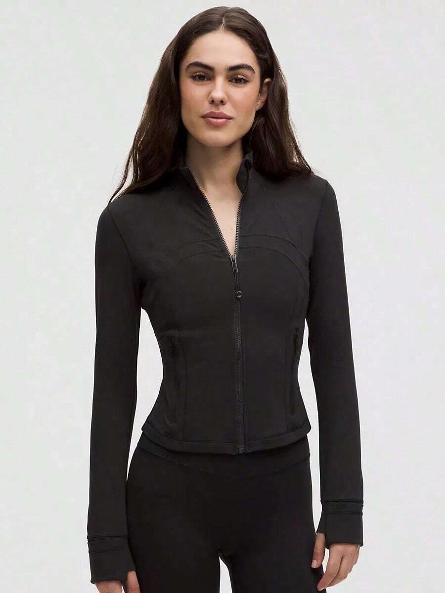 Lululemon Define Cropped Jacket Nulu Black-For Yoga Gym Running-Sweat-Wicking-Yoga-All Seasons Sport-Spring/Summer-Autumn/Winter-Back To School- Valentine's Day Gift - 黑色 - 查看 1
