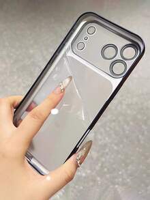 1 pezzo Custodia protettiva per fotocamera minimalista con effetto ghiaccio, trasparente e satinata, con rivestimento elettroplaccato, compatibile con iPhone 17 Pro Max/17/17Pro/16/16Pro/16promax/15/15Pro/15Promax/14/13/12/11, trasparente con pellicola per obiettivo, cover protettiva per telefono - Oro del deserto - Visualizzare 9