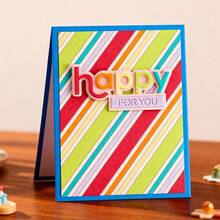 创意快乐祝福压花模具，DIY剪贴簿相册和压花模板，贺卡制作工具，卡片纸切割工艺品，礼品卡制作模板模切。 - 銀色 - 查看 2