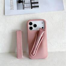 Simple Silicone Phone Case With 3D Lip Gloss Holder For IPhone 17/16/15/14/13/12 Pro/Plus/Max Cute Makeup Design Anti-Drop Shockproof Protective Back Cover - Toast - 查看 3