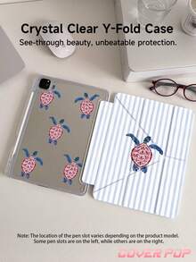 Stripes And Sea Turtles Pattern Tablet Case Compatible With Air 11-Inch M3 2025 / M2 2024, Air 5th Generation 2022 , (A16) 11 Inch 11th Generation 2025,Compatible With Samsung Galaxy Tab,Kindle Paperwhite 12th Gen 2024, Clear Back ,Fashion Pattern Protective Case,Autlueomatic Sleep And Wake-Up Function, Airbag Protection, Suitable For Gifts And Office Use - Multicolor - View 4