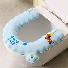 1pc Waterproof Printed Toilet Seat Cushion, Cute Animal Pattern Anti-Slip Adhesive Toilet Seat Cover - Multicolor - View 9