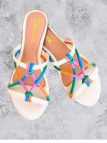 Sandália Rasteirinha Chinelo Tiras Trançadas Ramara Calçados - Multicolorido - Visão 10
