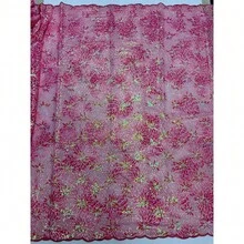 2026 高品质刺绣网纱蕾丝面料，奢华尼日利亚法式天鹅绒亮片蕾丝面料，适用于女士婚纱和缝纫 - A - 查看 10