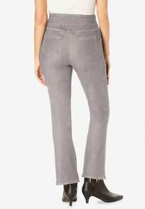 Woman Within Plus Size Petite Flex-Fit Pull-On Bootcut Gap-Free Stretch Denim Jeans - 灰色牛仔布 - 查看 2