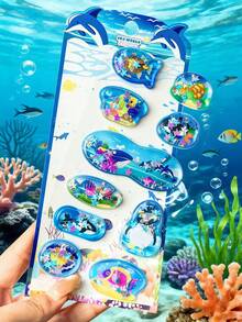 可爱的3D立体液体贴纸，海洋生物造型，摇一摇即可粘贴，适合用作游乐园奖品、学生礼物、装饰品。也是家居装饰、派对装饰、生日礼物、节日礼物的完美之选。时尚单品，奢华之选，适合缝纫和DIY。 - 彩色 - 查看 6