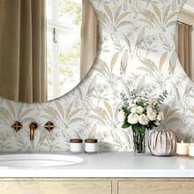 1卷波西米亚风格自粘墙纸，现代香蕉叶和鸟图案墙纸，可移除自粘防水墙纸，适用于橱柜、卧室、厨房，乙烯基卷材。 - 波希米亞 - 查看 4