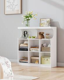 HaluPeit Libreria, 8 Cubi Bianco Scaffale Autoportante Scanalature con U, Libreria da Parete, Scaffale Portaoggetti per Soggiorno, Ufficio, Studio, 30 x 100 x 100 cm, Bianco, - Bianco - Visualizzare 1