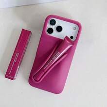 Luxury Silicone  Case With 3D Lip Gloss Holder For  17/16/15/14 Pro/Plus/Max, Cute Makeup Design,Stylish & Protective Back Cover - 樹莓果凍 - 查看 1