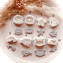 Mini Marine Life Clay Cutter Set, 1/8Pcs Octopus, Whale & Crab Polymer Clay Cutters, DIY Craft Tools For Clay Jewelry Making - White - View 3
