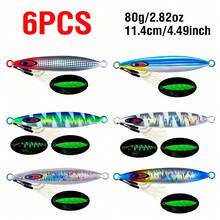 6Pcs Luminous Jig Lure Fast Sinking Jigging Long Casting Lure 40G-200G Metal Bait With Sharp Hooks For Sea Fishing ﻿ - Multicolor - View 16