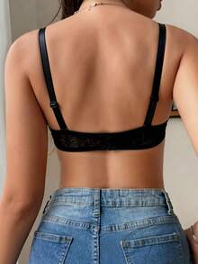 Áo ngực nữ màu đen, kiểu dáng tối giản, thoải mái, không đường may, cổ chữ V sâu, chất liệu dệt kim, không gọng, đa năng, không bị chảy xệ. - màu đen - Xem 3