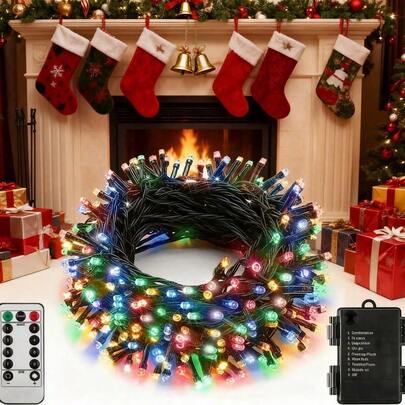 100 LED Waterproof Battery Operated String Lights, 8 Lighting Modes, Suitable For Garden, Patio, Birthday Party, Bedroom, Living Room, Fence, Pathway, Lawn Decor, Wedding, Restaurant, Ideal For Valentine's Day, Mother's Day, Father's Day, Back To School, Can Be Used As Holiday, Birthday, Housewarming, Wedding Gift