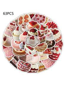 63/102 Pcs Strawberry Dessert Realistic Stickers Set – High-Definition Cream & Strawberry Texture, Waterproof For Journals, Cups & Gift Wrapping, Scrapbook Stickers, Stationery Supplies Scrapbook Supplies Funny Stickers Kindle - Strawberry Dessert - View 10