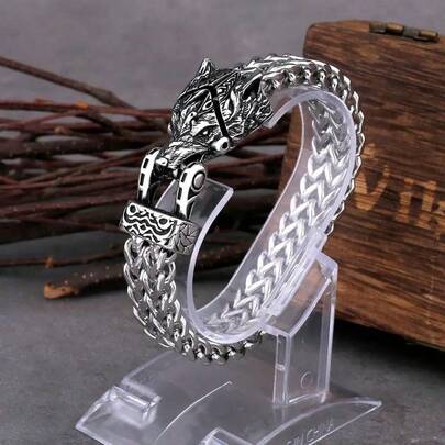 1 pieza Brazalete de cabeza de moda, Brazalete de malla de acero inoxidable para hombres, Joyería de motocicleta para regalo de hombres, regalo de cumpleaños, regalo de aniversario