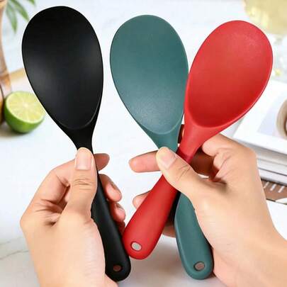 Heat-Resistant Silicone Rice Spoon, Reusable Kitchen Tool Set, Ergonomic Design, Durable & Easy To Clean, Suitable For Rice, Salad, Mashed Potatoes