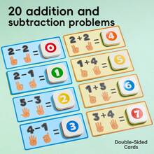 手指计数积木数学玩具 – 互动式算术学习套装，配有闪卡，适合3岁以上儿童的益智计数游戏 - 彩色 - 查看 7