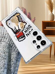 1PC Diseño divertido y travieso con gato bebiendo refresco y texto DUN DUN: Funda transparente tipo billetera, protección completa para la cámara, compatible con iPhone 17/16/15/14/13/12/11/Pro/ProMax, compatible con Galaxy A54/S24 Ultra/Plus, compatible con Moto/Galaxy/Redmi/Honor/OPPO, a prueba de golpes y almacenamiento, diseño minimalista - transparente - Ver 9