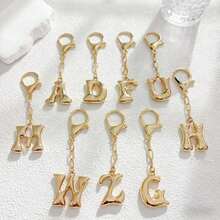 1pc Gold Letter Keychain, Handbag Key Chain Accessory, Bag Charm, Car Pendant, Creative Small Gift For Teachers, Friends, Sisters - Gold - View 1