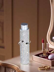 1 Perfume Spray Bottle, Diamond-Encrusted Perfume Spray Bottle, 10ml Perfume Bottle, Fully Diamond-Covered, Portable Perfume Atomizer, Storage Bottle, Bottom-Fill Design, Built-In Pump Head, Refillable Spray Bottle, Portable Cosmetic Bottle, Suitable For Home Goods, Travel Essentials, Birthday Gifts, New Year Presents, And Women's Fashion Accessories! - Silver - View 8